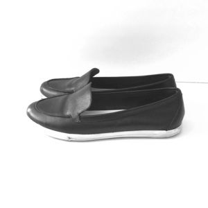 French San Marina Black Leather Summer Loafers